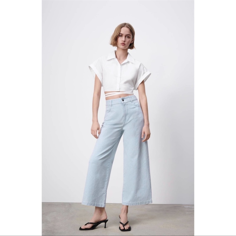 Zara wide leg stripped jeans